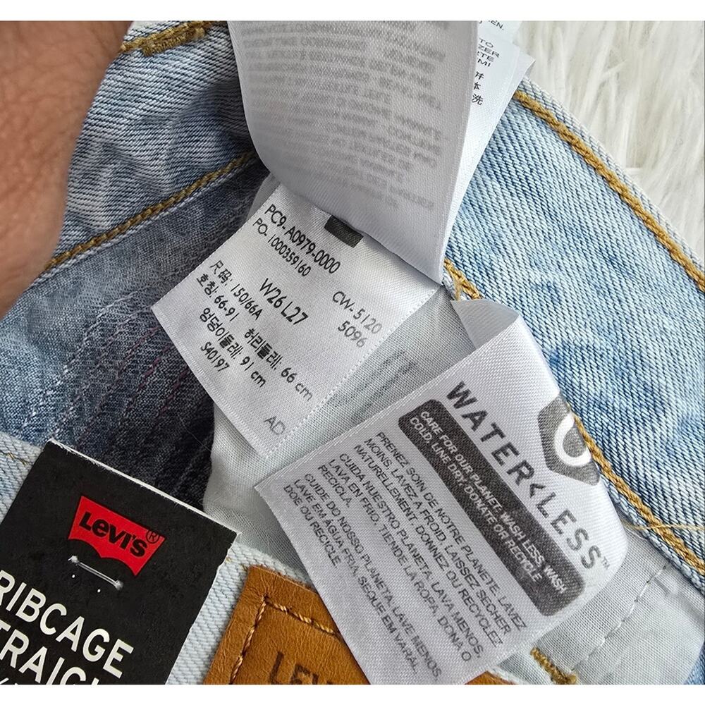 Levi's Ribcage Super High Rise Ankle Straight Light Wash Jeans NWT 26 X 27 - Picture 15 of 16